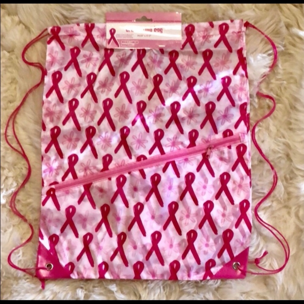 NWT Breast Cancer Awareness Drawstring Bag Tote Gym Beach Yoga Satchel Backpack